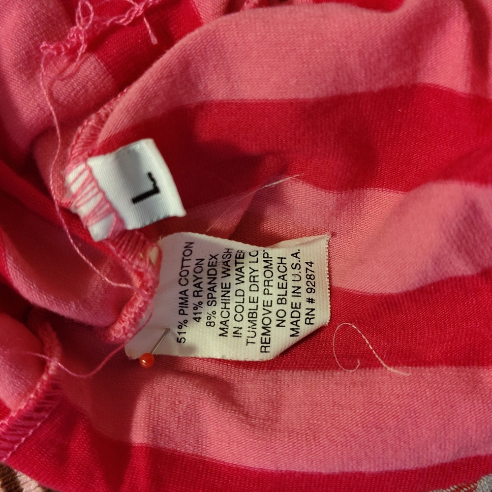 Size Large Ella Moss Pink & Red Striped Women's Tank Top - Picture 4 of 4